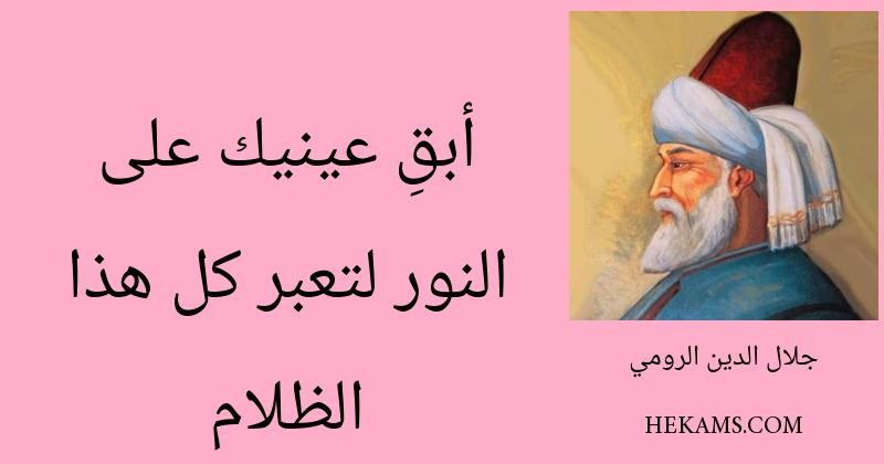أبقِ عينيك على النور لتعبر كل هذا الظلام. - جلال الدين الرومي