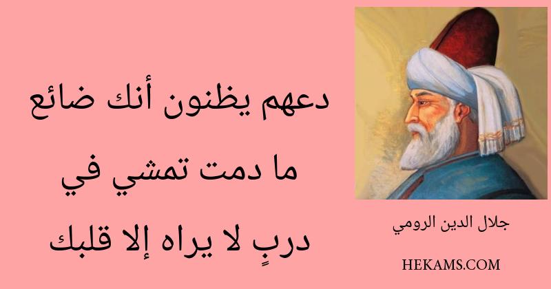 دعهم يظنون أنك ضائع ما دمت تمشي في دربٍ لا يراه إلا قلبك. - جلال الدين الرومي